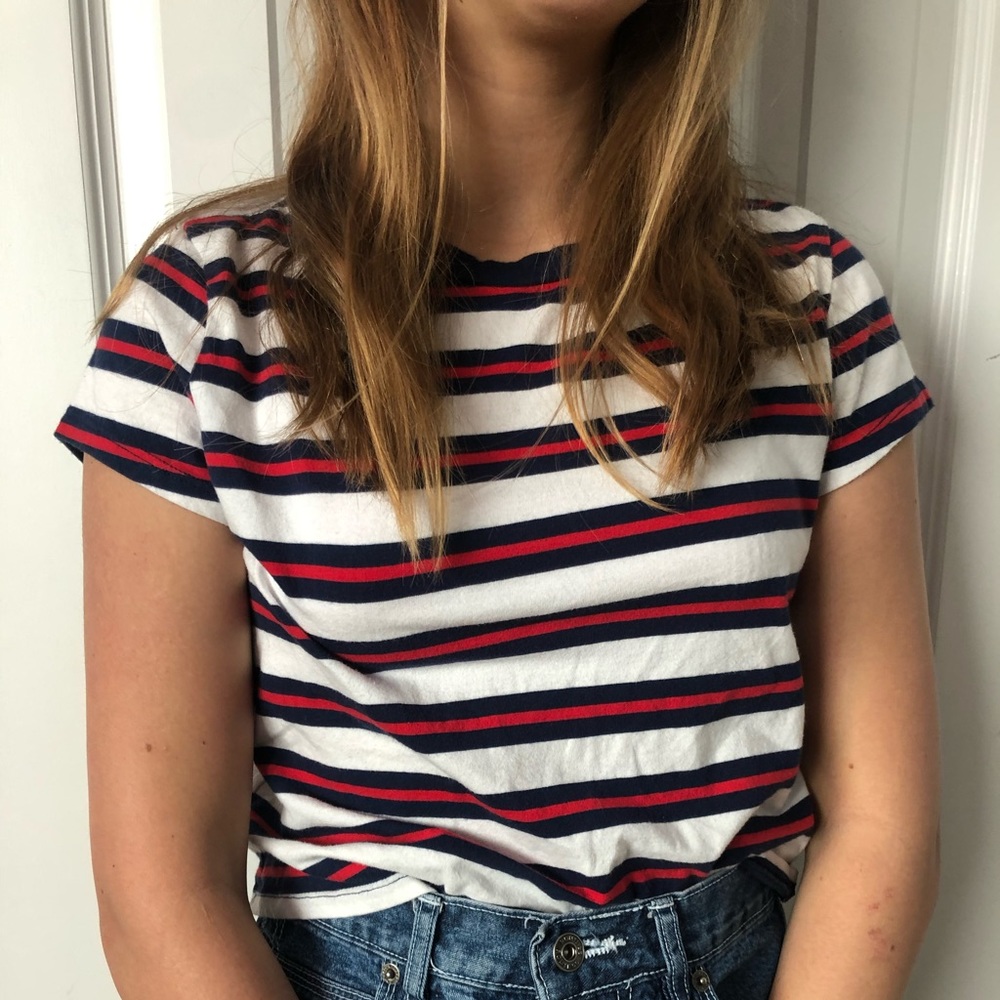 H&M Stripped Crop Tee